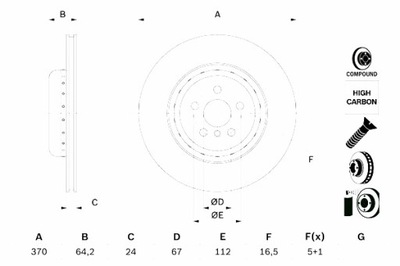 BOSCH DISKAI STABDŽIŲ 2SZT. GAL. BMW 5 G30 F90 7 G11 G12 8 G14 F91 8 