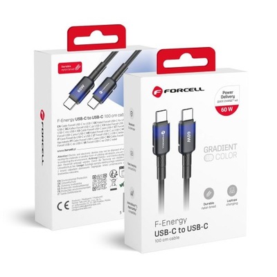 Kabel USB C do USB C Forcell F-Energy 3A 60W Gradient 1 m C354 czarny