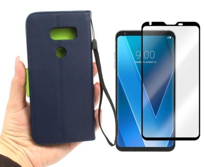 Etui Case Obudowa Fancy Diary do LG V30 V30+ V30S V30S+ granatowe i SZKŁO