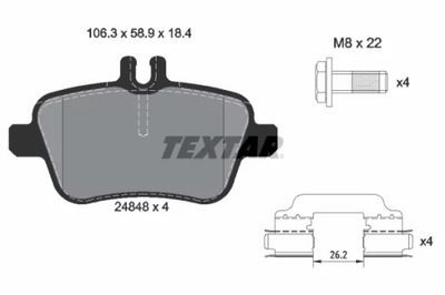 ZAPATAS DE FRENADO PARTE TRASERA 2484805/TEX  