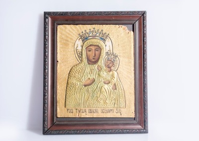 Stara ikona Matka Boska sygnowana na desce