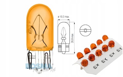 ЛАМПОЧКА BOSMA 12V 5W T10 WY5W AMBER (1987) 10 ШТ.