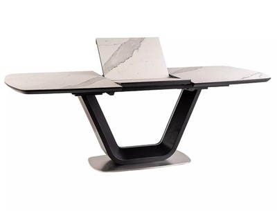 Stół rozkładany ARMANI CERAMIC biały marmur/czarny 160(220)x90cm
