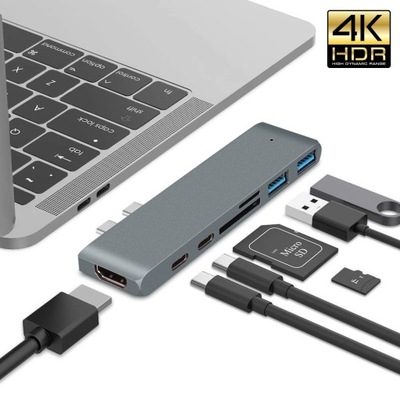 HUB Macbook Pro / Air USB C Adapter 7w1 HDMI 4K SD