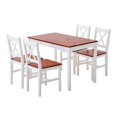 Zestaw nowoczesny komplet do jadalni kuchni stół 4 krzesła biały sosna