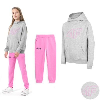 KOMPLET DZIEWCZĘCY DRESOWY 4F BLUZA SPODNIE DRES