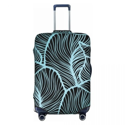 Blue Leaves Print Suitcase Cover Flight Abstract Nature Forest Elastic