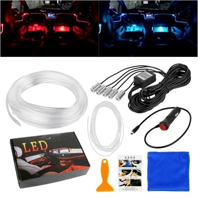 CABLE DE FIBRA ÓPTICA PARA COCHE JUEGO AMBIENT DIODO LUMINOSO LED RGB 6M  