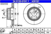 ATE ДИСК ТОРМОЗНОЙ ЗАДНИЙ 324X20 V BMW X5 E53 00-