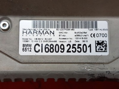 RADIO BMW 7 G11 G12 HARMAN NBT EVO HU 680925501  