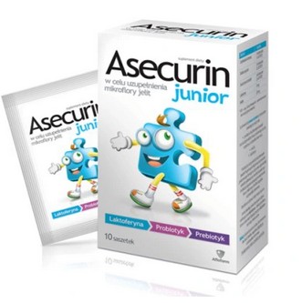 Asecurin Junior probiotyk, prebiotyk, laktoferyna,