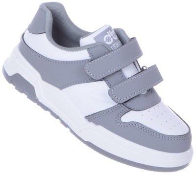Biało-szare Wygodne Buty Sportowe Sneakersy Dziecięce Na Rzepy Nino 31