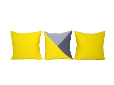 poduszki dekoracyjne: żółty trójkąt fajny komplet 3 sztuki