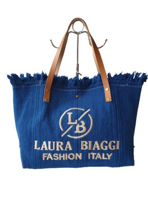 Torba torebka Laura Biaggi shopper duża niebieska