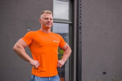 Koszulka slim fit pomarańczowa męska Furia (Rozmia