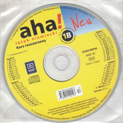 Aha! Neu 1B Kurs rozszerzony Płyta CD Język niemiecki Deutsch