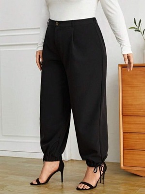 SHEIN czarne eleganckie damskie spodnie ze ściągaczem 46