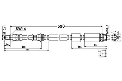 ATE 24.5169-0590.3 ПАТРУБОК HAM. ELAST. BMW P. 1/2/3/4 10- LE/PR