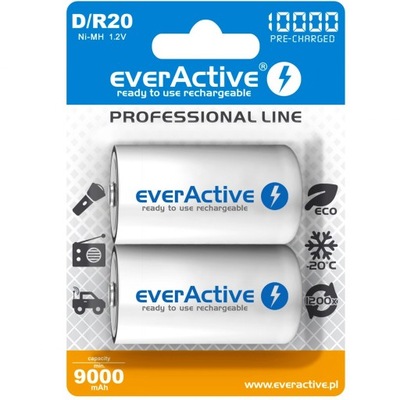 EVERACTIVE AKUMULATORKI NI-MH D/R20 10000 mAh