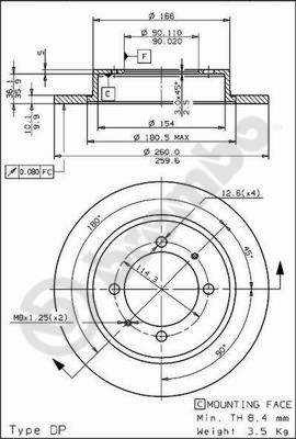 DISCO DE FRENADO PARTE TRASERA MITSUBISHI CARISMA 95-  