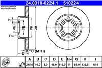 ATE ДИСК ТОРМОЗНОЙ ЗАДНИЙ 245X10 P POWER DISC AUDI A4 B5 94-/VW