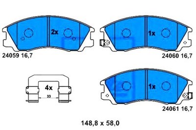 Ate комплект тормозных колодок ham. перед hyundai terracan 2. фото №1