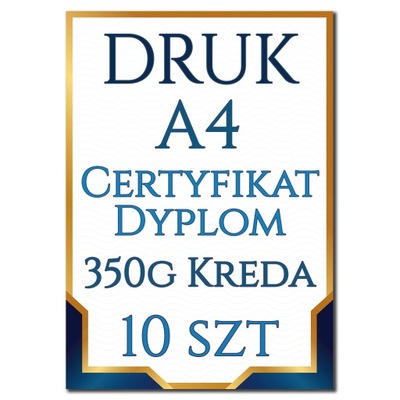 DYPLOM CERTYFIKAT 100 szt DRUK A4 Kreda 350g