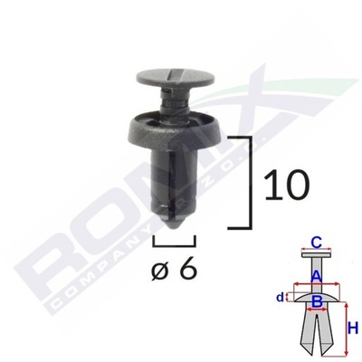 SMAIGELIS SKEČIAMASIS TVIRTINIMO ĮTAISŲ 6MM RENAULT FIAT X10SZT 