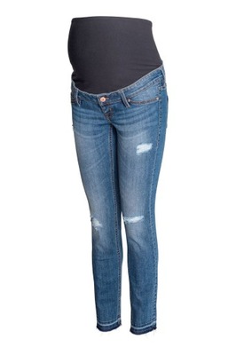 H&M MAMA spodnie ciążowe jeans skinny dziury 36 S