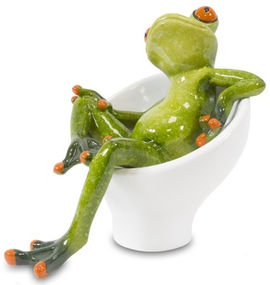Figurka żaba żabka zielona w fotelu dekoracja