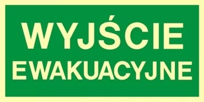 WYJŚCIE EWAKUACYJNE ZNAK 20X40 FOTOLUMINWACENCYJNA