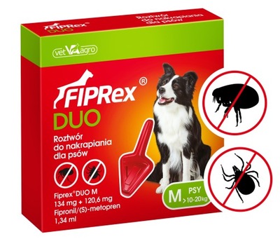 FIPREX DUO KROPLE NA KLESZCZE PCHŁY PSA M 10-20kg