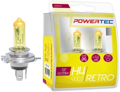 H4 ЛАМПОЧКИ ЖОВТІ RETRO 2-ШТ GOLD 55W POWERTEC H4