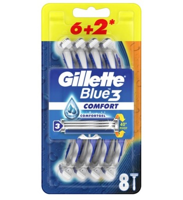 Gillette Blue3 Comfort Jednorazowa Maszynka do Golenia dla Mężczyzn 8 Sztuk
