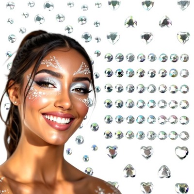 KRYSZTAŁKI naklejki OZDOBNE na TWARZ cyrkonie DIAMENTOWE blask FESTIWAL