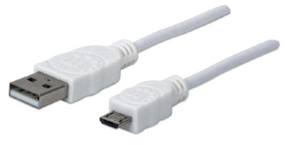 Manhattan Kabel USB A-MicroB M/M 1,8 m USB2.0 Hi-Speed Biały