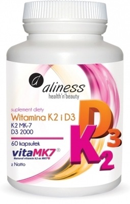 Aliness Witamina K2 MK-7 100 µg natto witamina D3 60 kapsułek
