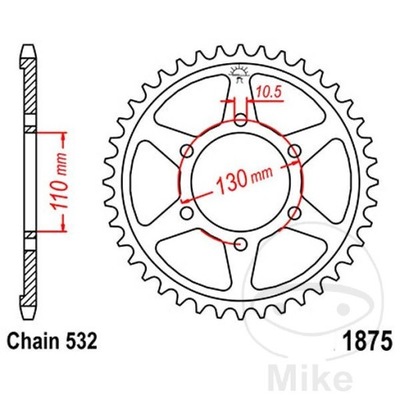 ЗУБЧАТКА ЗАДНЯЯ СТАЛЬНОЙ JT R1875-48, 48Z, РАЗМЕР 532