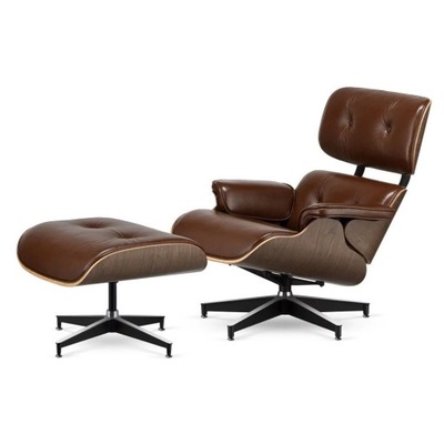 Fotel Lucera z podnóżkiem insp. Lounge Chair Brązo