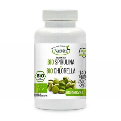 Spirulina i Chlorella Bio organiczna 140 t NatVita