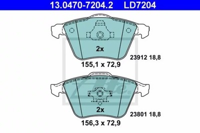 ATE 13.0470-7204.2 JUEGO ZAPATAS HAMULCOWYCH, FRENOS TARCZOWE  