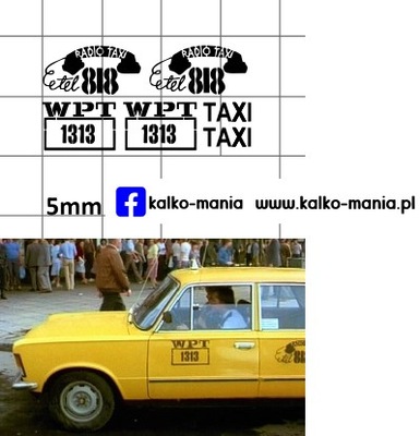 KALKOMANIA FIAT 125P TAXI WPT 1313 ZMIENNICY 1/43