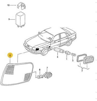 УКАЗАТЕЛЬ ПОВОРОТА ЛЕВЫЙ ПЕРЕД 4A0953049 ЖЕЛТЫЙ OE AUDI 100 фото