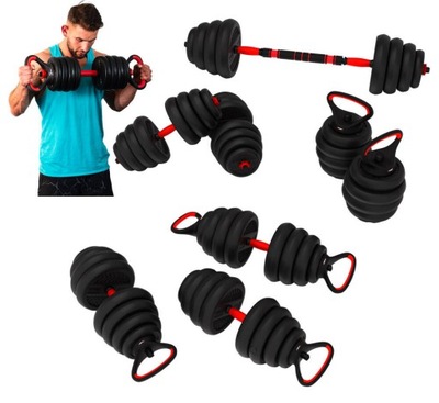 HMS Zestaw Hantle Z Wymiennym Obciążeniem Kettlebell 6w1 Ciężarki 2x15 kg