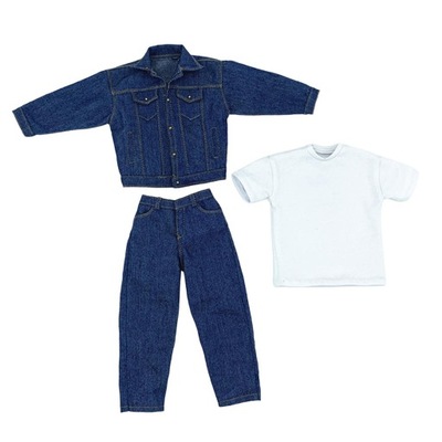 Męska figura Odzież w skali 1/6 Denim Suit Blue