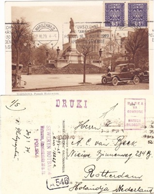 Warszawa Pomnik Mickiewicza 1929r.