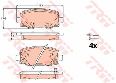 КОЛОДКИ ТОРМОЗНОЙ FIAT 500X 14- ЗАД