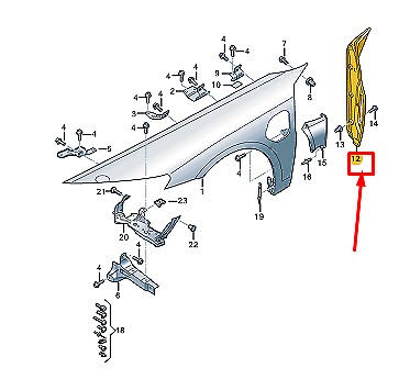 Audi e-tron gt left inner fender закриваючий plate 4j3854777a фото №1