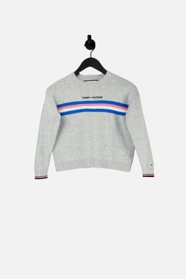 TOMMY HILFIGER SZARY SWETER MELANŻ HAFT (8-9L)