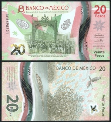$ Meksyk 20 PESOS P-132c UNC 2021